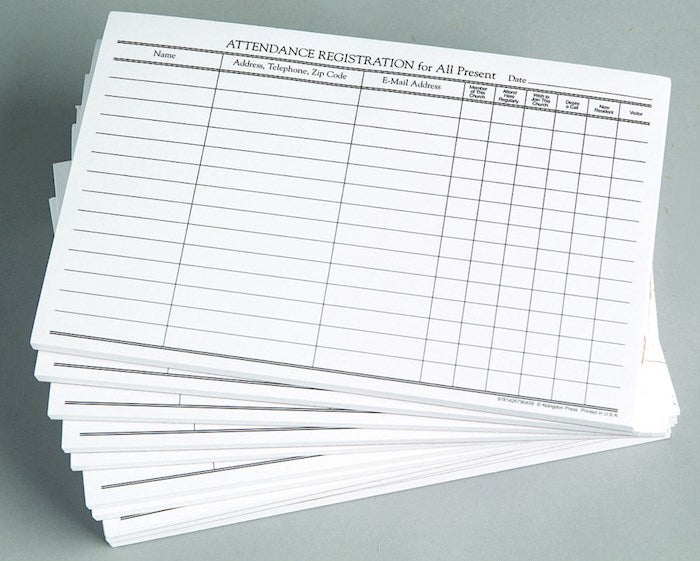 Attendance Registration Pad (Pack of 12)