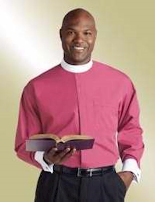 Clergy Shirt-Long Sleeve Banded Collar &amp; French Cuff-17.5X32/33-Fuchsia
