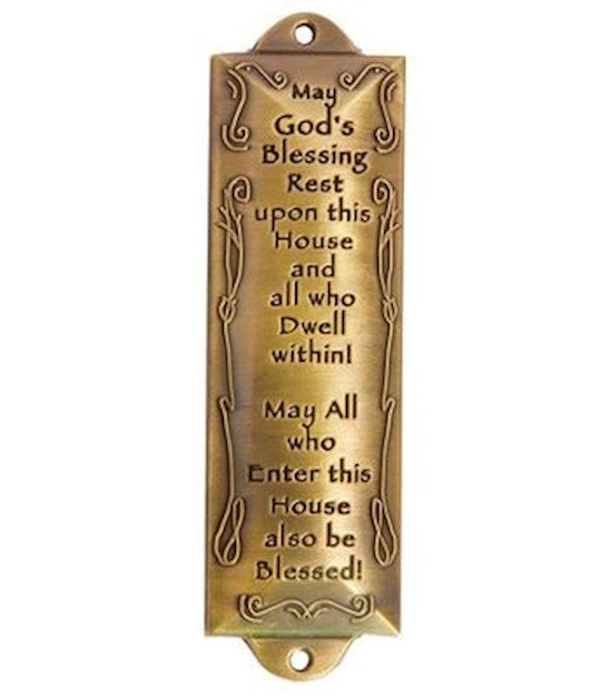 Mezuzah-Bless This House (4.5")-Brass (