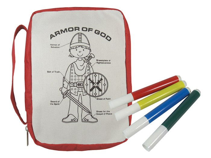 Bible Cover-Kids-Armor Of God W/Markers-Color &amp; Wash-Small-Red