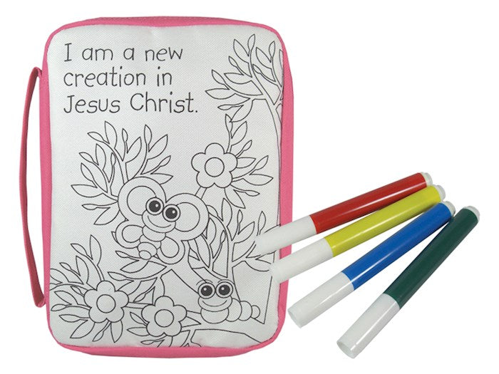 Bible Cover-Kids-New Creation W/Markers-Color &amp; Wash-MED-Pink
