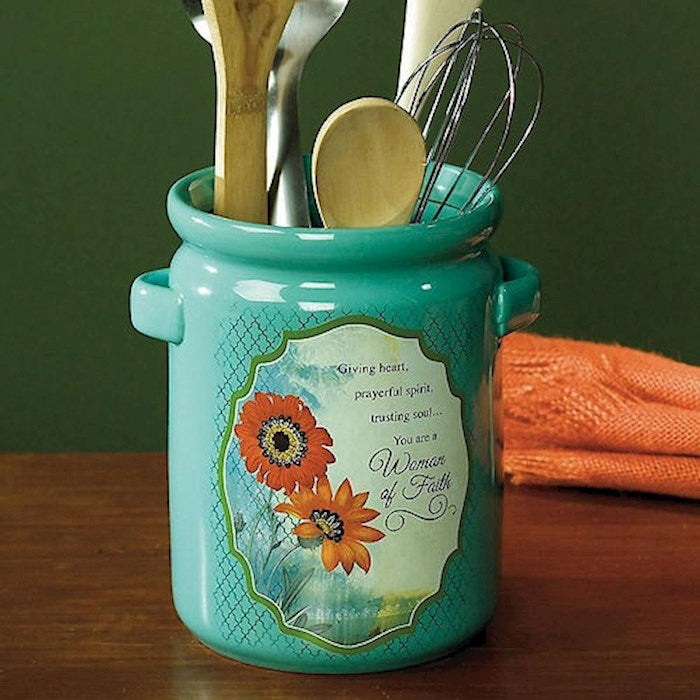 Crock-Woman Of Faith w/Handles