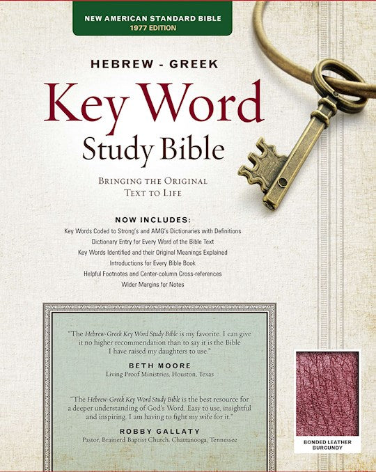 NASB 1977 Hebrew-Greek Key Word Study Bible-Burgundy Bonded Leather Indexed