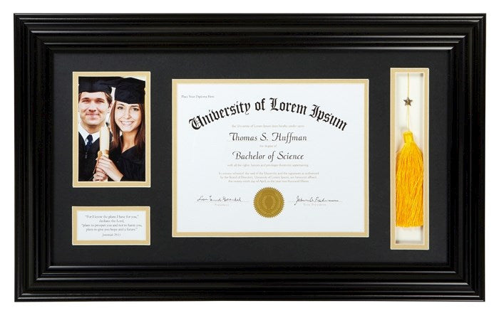 Frame-Wall-Graduation Keepsake For Photo/Tassel &amp; Diploma (Jer 29:11)-Black (25 x 14.75)