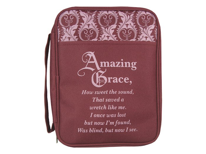 Bible Cover-Canvas-Amazing Grace-Burgundy-LRG (OUT OF PRINT)