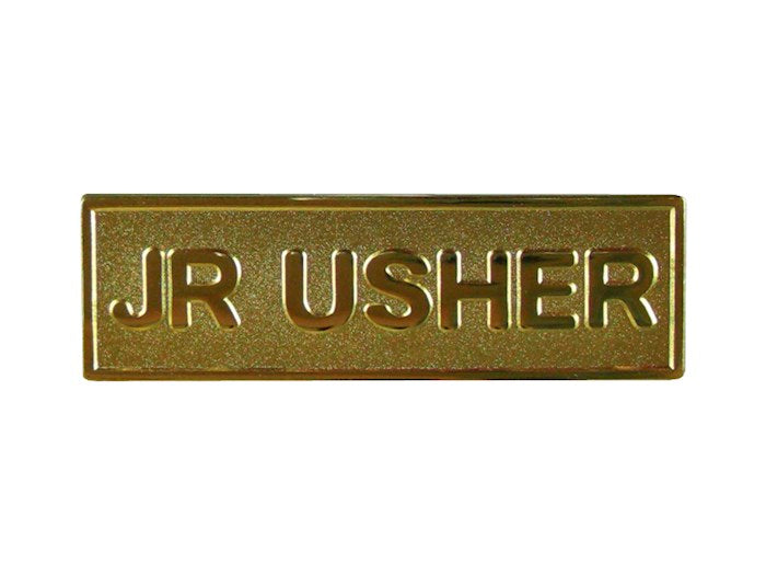 Badge-Jr Usher-Pin Back-Rectangle (5/8 x 2)-Brass