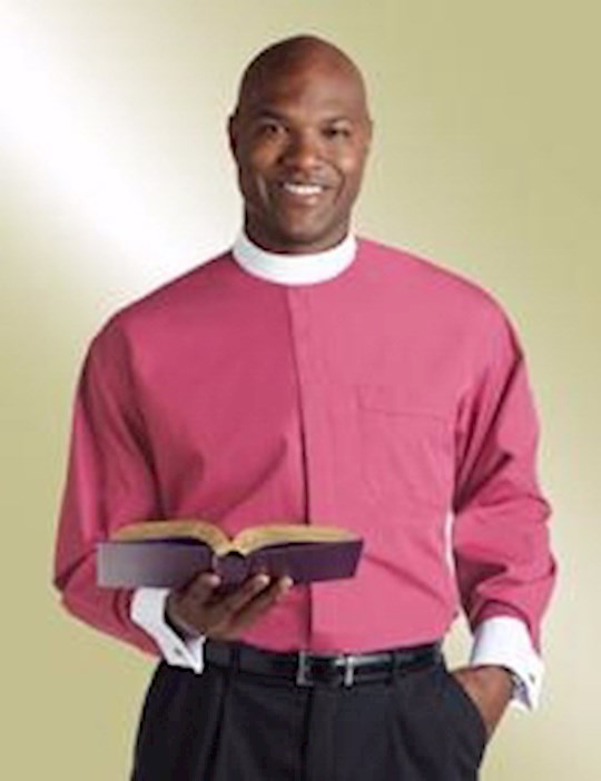 Clergy Shirt-Long Sleeve Banded Collar &amp; French Cuff-18.5X34/35-Fuchsia