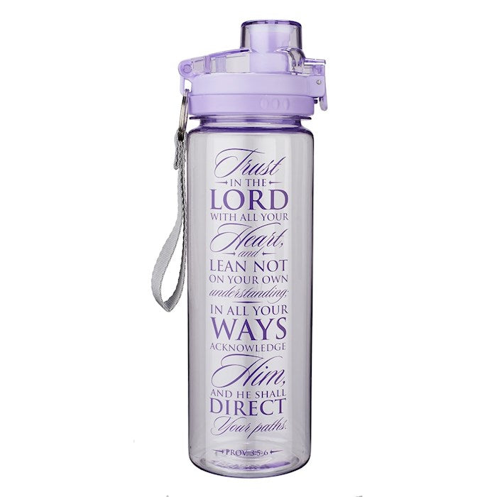Water Bottle-Trust In The Lord (Proverbs 3:5-6)-Purple BPA Free Plastic (28 oz)