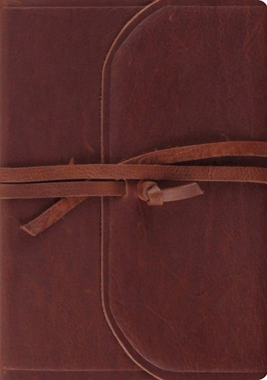 ESV Journaling Bible-Interleaved Edition-Brown Natural Leather w/Flap &amp; Strap
