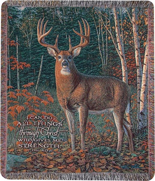 Throw-Autumn Sentinel/I Can Do All Things...-Tapestry (50" x 60")