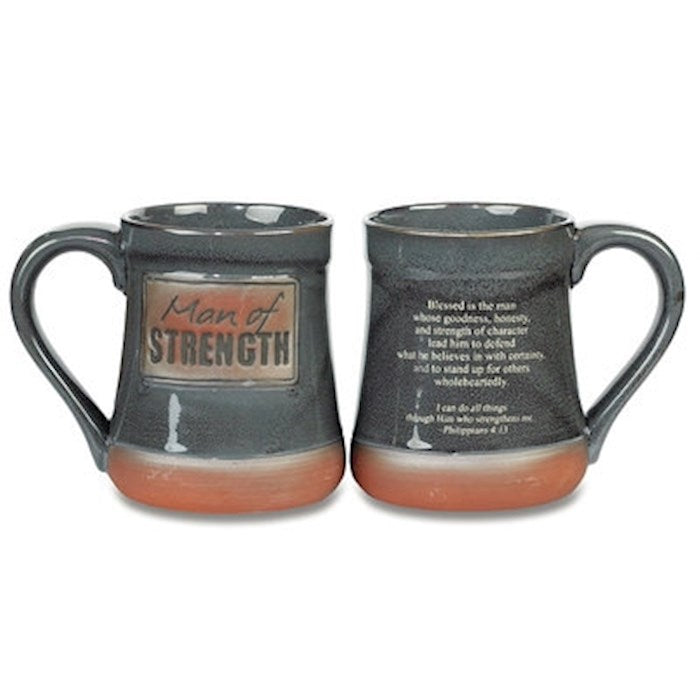 Mug-Pottery-Man Of Strength-Gray (20 Oz)