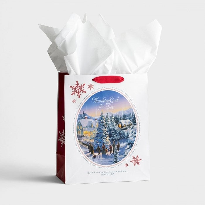 Gift Bag-Specialty-Thanking God For You-Thomas Kinkade-Luke 2:14-Large
