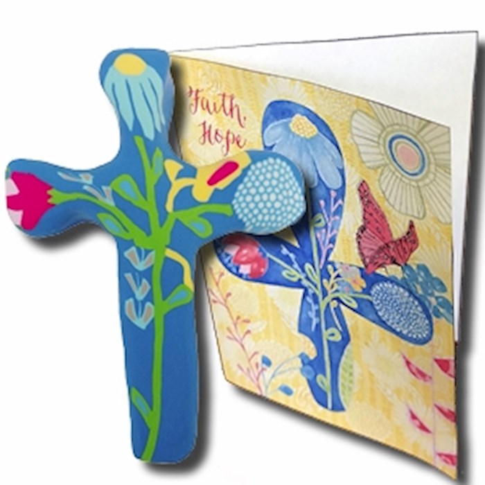 Cross-Comforting Clay w/Greeting Card-Multiple Blessings-Blue (5.5&quot;)