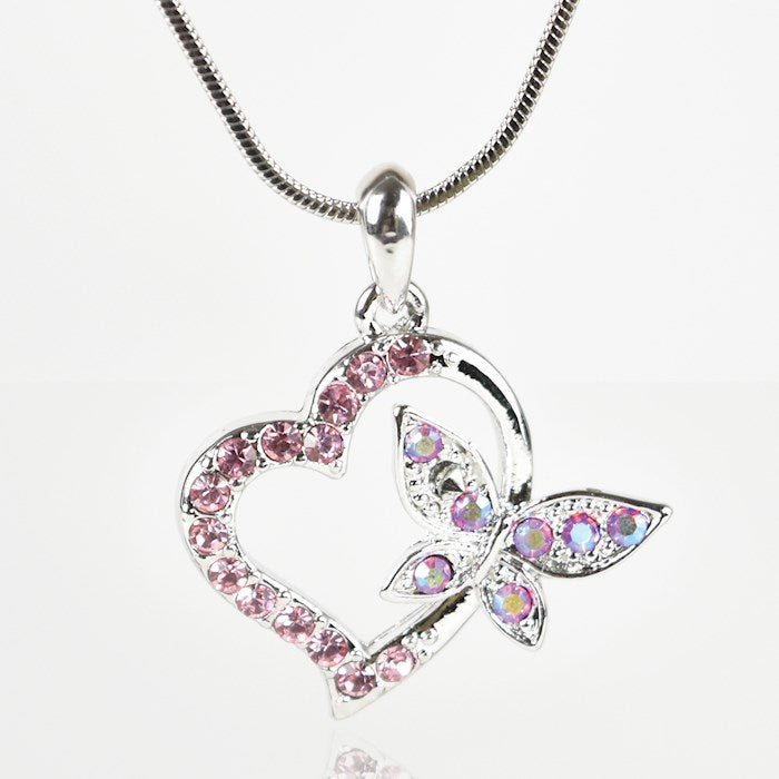 Necklace-Eden Merry-Pendant w/Heart &amp; Butterfly