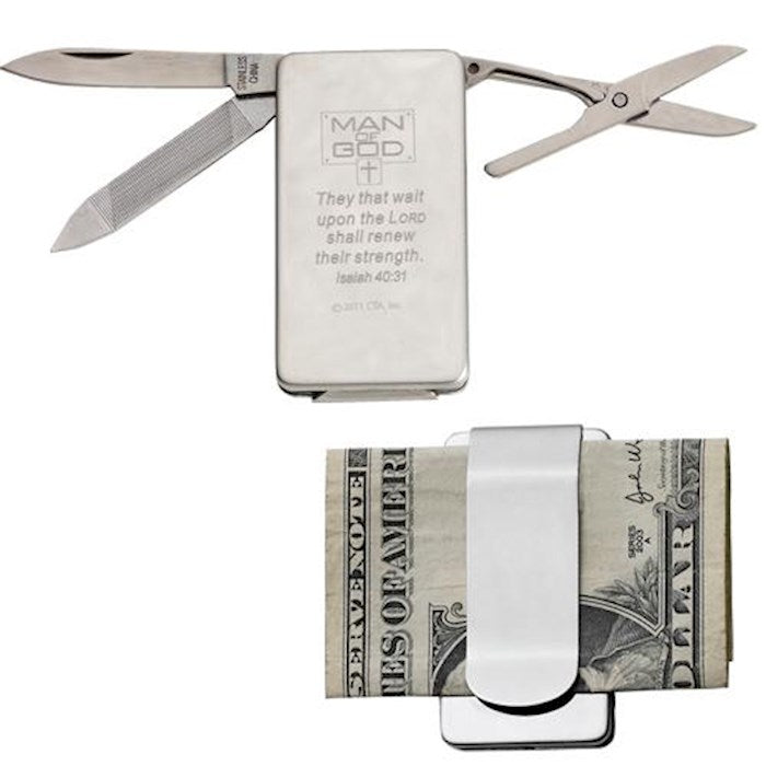 Money Clip W/Multi Tool-Man Of God (Isaiah 40:31 Kjv)