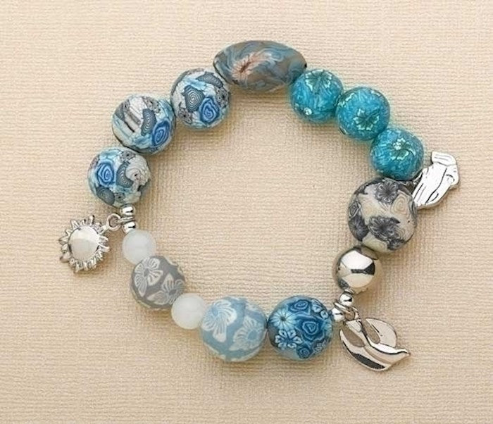 Bracelet-Serenity Prayer-Bead &amp; Charm-Stretch w/Prayer Card