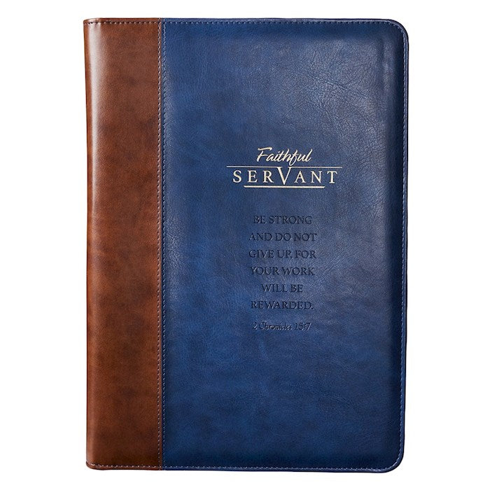 Folder-Be Strong And Do Not Give Up-LuxLeather w/Pen &amp; Pad-Brown