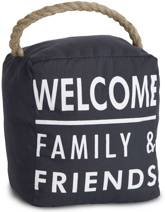 Door Stopper-Welcome Family &amp; Friends-Dark Gray (5 x 6)