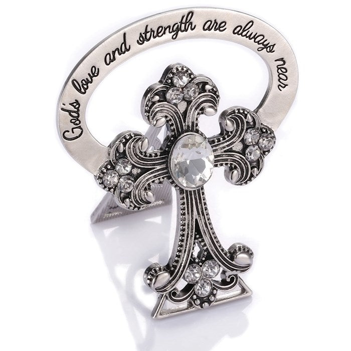 Bedside Cross-Trust In God w/13 Crystals (2.5") (Carded)