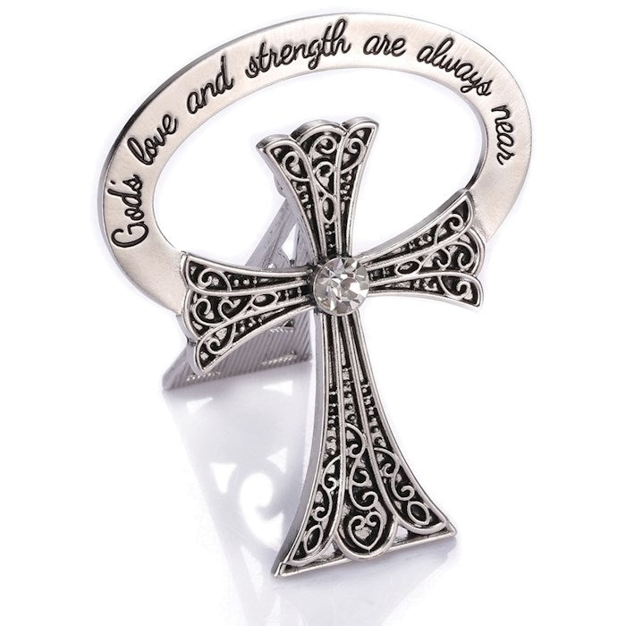 Bedside Cross-Trust In God w/Crystal (2.5") (Carded)