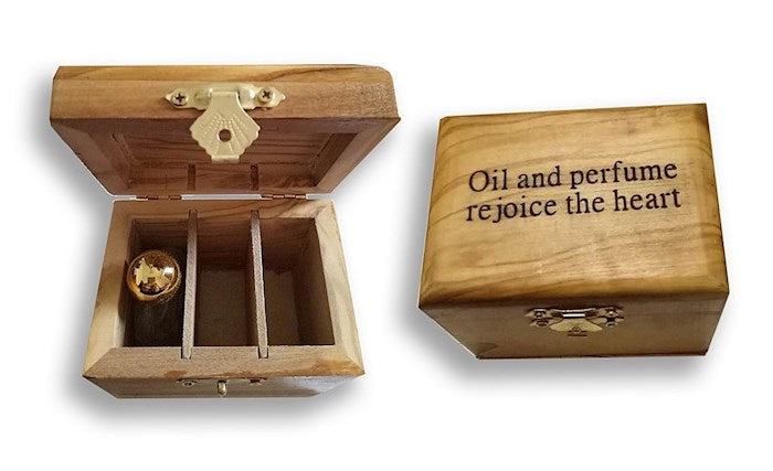 Anointing Oil-Rejoice The Heart In Olivewood Box (