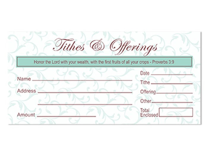 Offering Envelope-Tithes &amp; Offerings (Proverbs 3:9) (Pack Of 100)