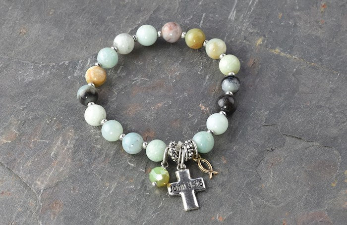 Bracelet-Eden Merry-Story-John 3:16 Cross-Stretchable