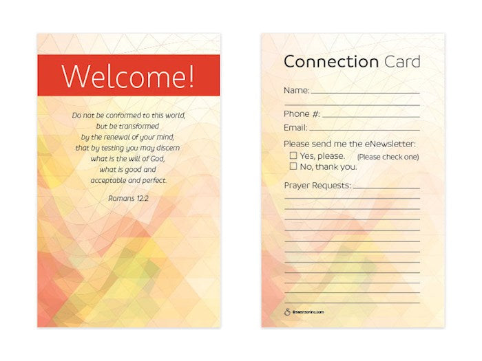 Visitor Card-Welcome! (Romans 12:2) (Pack Of 50)