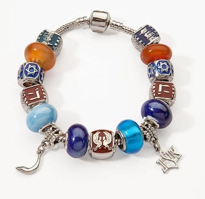 Bracelet-Bible Symbols &amp; Beads w/Shofar &amp; Jesus Star Charms (