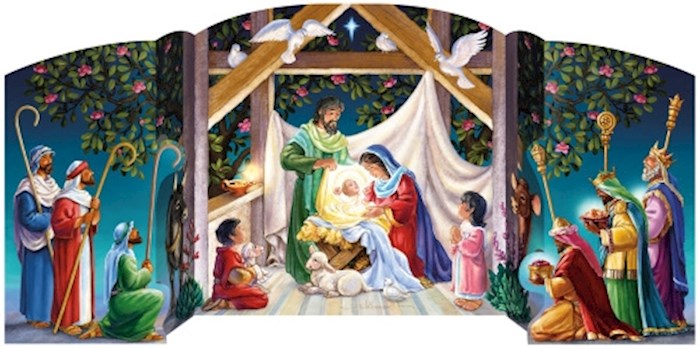 Calendar-Advent: Visiting The Manger (18 x 8.75)-Free Standing