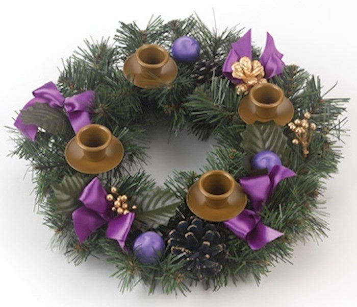 Advent Wreath-Purple Ribbon (11&quot; Diameter)