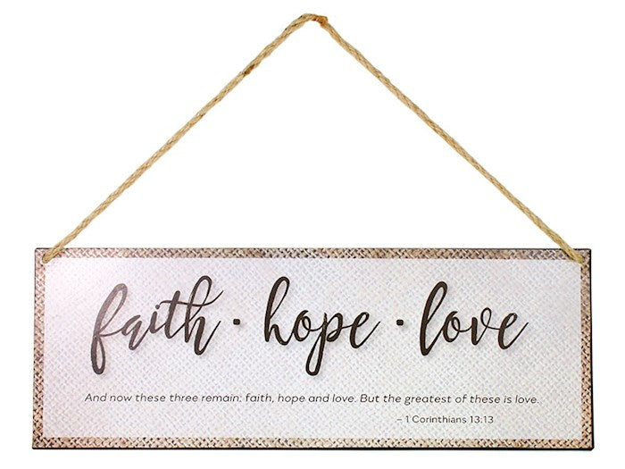 Wall Hanging-Faith Hope Love-Metal (15.5 x 5.5)