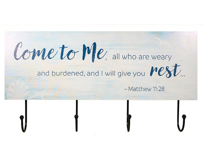 Wall Hanging w/Hooks-Come To Me-Wood