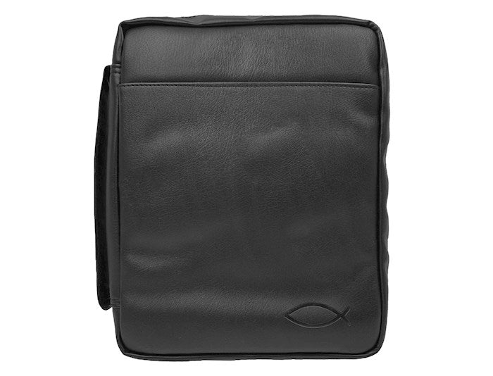 Bible Cover-Imitation Leather-Fish-XLG-Black
