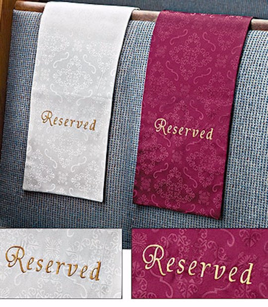 Pew Cloth-Embroidered Jacquard Reserved-Reserved-Burgundy (Pack Of 4)