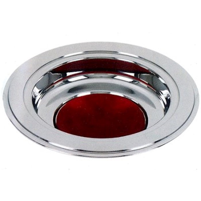 Offering Plate-Silver Tone-Burgundy Felt Pad