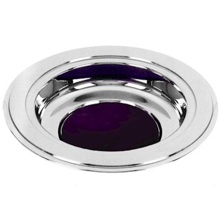 Offering Plate-Silver Tone-Purple Felt Pad