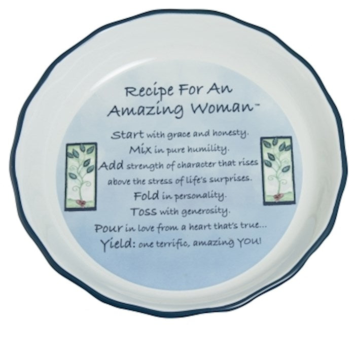 Pie Plate-Deep Dish-Amazing Woman-Blue (10-1/2&quot; Diameter)