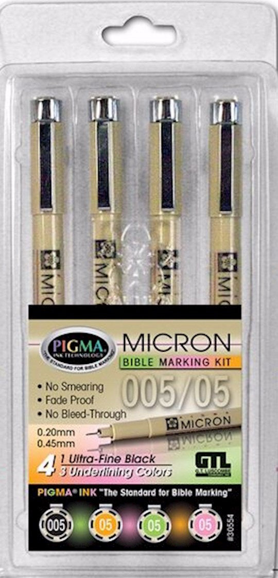 Pen-Pigma Micron (005/05) Ultra Fine &amp; MED Point Bible Note Pen (Set Of 4)