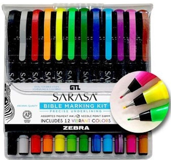 Zebra Sarasa Bible Marking Kit (Set Of 12 Colors)