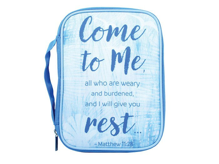 Bible Cover-Canvas-Come To Me-Blue-LRG