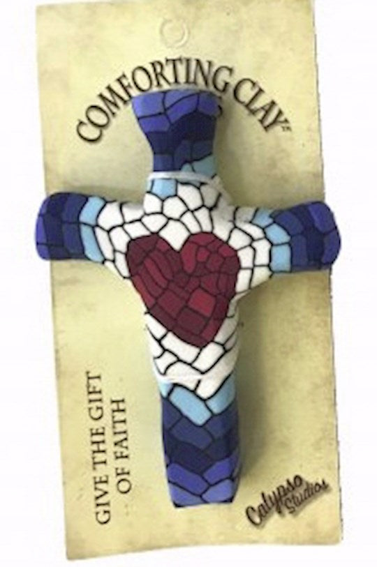 Cross-Pocket-Comforting Clay-Mosaic Heart (3&quot; H)