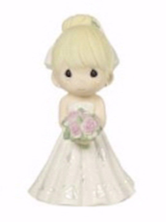 Figurine-Bride Wedding Cake Topper-Blond Hair Light Skin Tone (5")-Bisque Porcelain