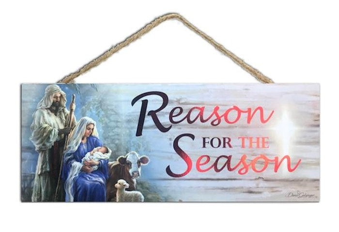 Sign-Reason For The Season w/Rope Hanger &amp; Foil (10" x 4")