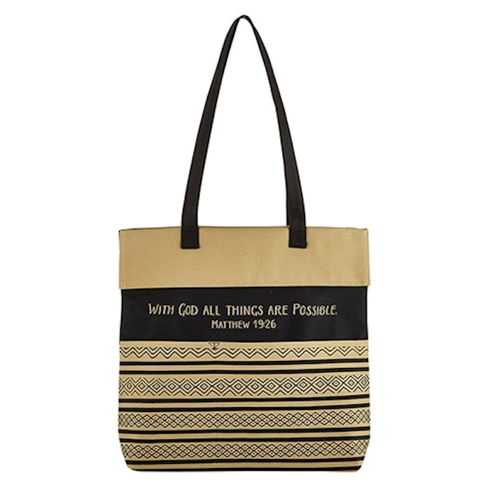 Tote Bag-With God All Things Are Possible-Matthew 19:26 (13.5" X 14"/3.5" Gusset)-Canvas