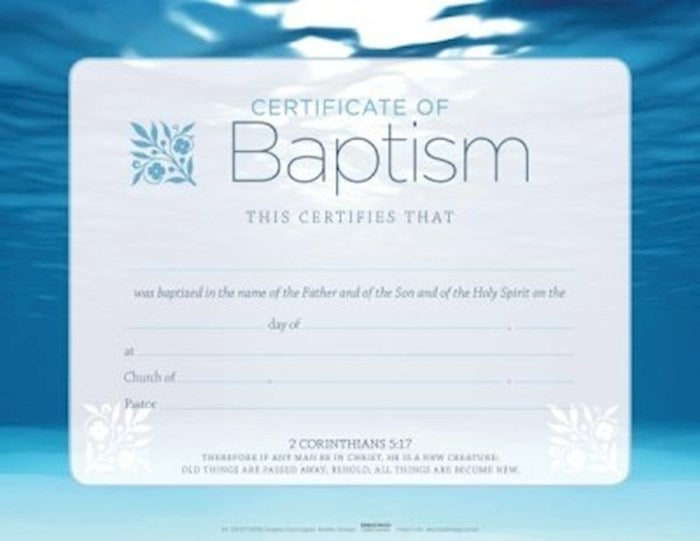 Certificate-Baptism-Blue (5.5" x 3.5") (Pack Of 6)