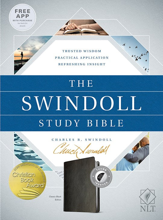 NLT Swindoll Study Bible-Classic Black LeatherLike Indexed