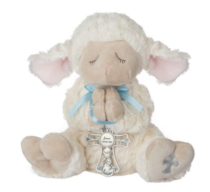 Plush-Serenity Lamb w/Crib Cross-Boy