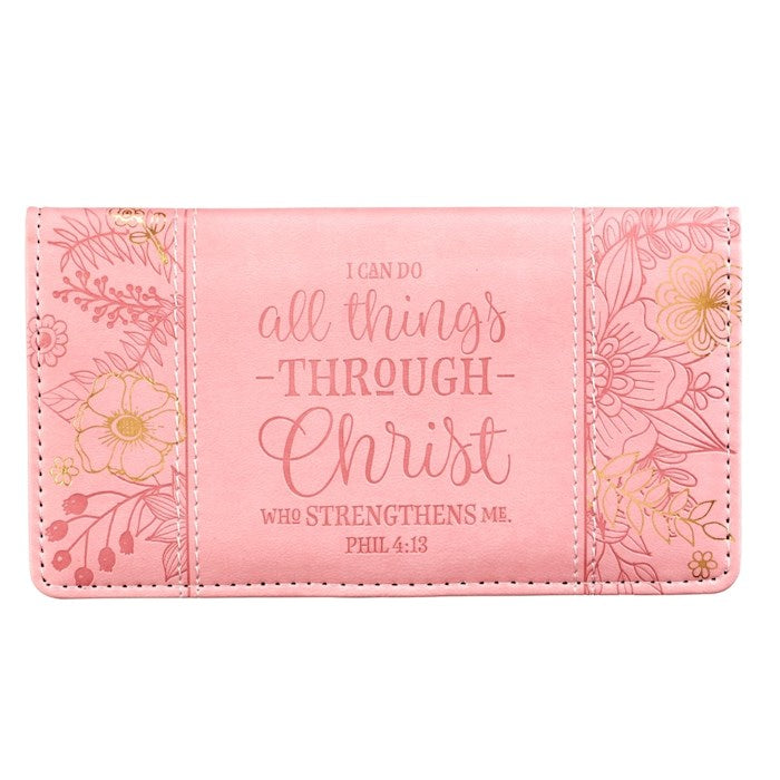Checkbook Wallet-I Can Do All Things-Pink Paneled