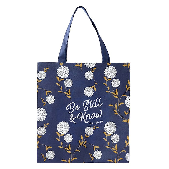 Tote Bag-Be Still-Blue Floral-Non-Woven